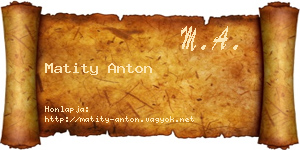 Matity Anton névjegykártya